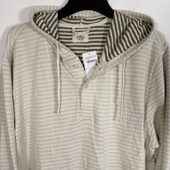 Marine Layer Montecito Double Knit Hoodie Cream Men XXL Hoodie Sweatshirt NWT - Picture 3 of 9